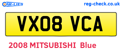 VX08VCA are the vehicle registration plates.