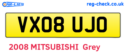 VX08UJO are the vehicle registration plates.
