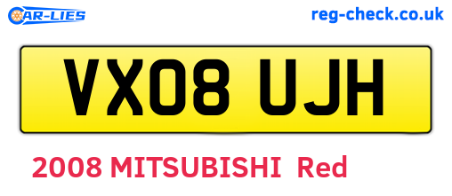 VX08UJH are the vehicle registration plates.