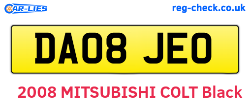 DA08JEO are the vehicle registration plates.