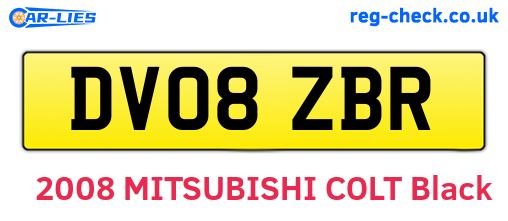 DV08ZBR are the vehicle registration plates.