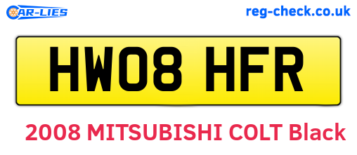 HW08HFR are the vehicle registration plates.
