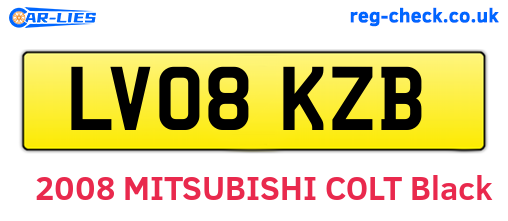 LV08KZB are the vehicle registration plates.