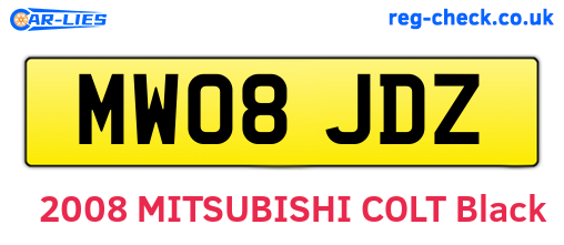 MW08JDZ are the vehicle registration plates.