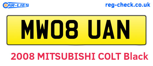 MW08UAN are the vehicle registration plates.