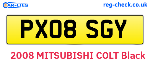 PX08SGY are the vehicle registration plates.