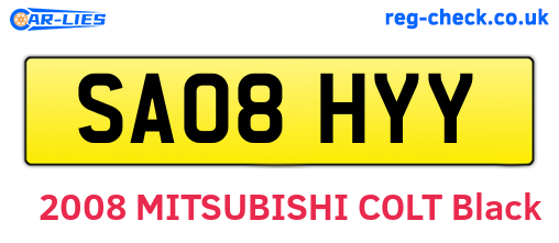 SA08HYY are the vehicle registration plates.