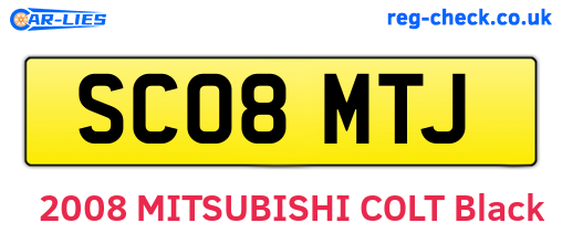 SC08MTJ are the vehicle registration plates.