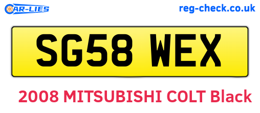 SG58WEX are the vehicle registration plates.