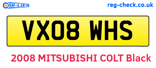 VX08WHS are the vehicle registration plates.
