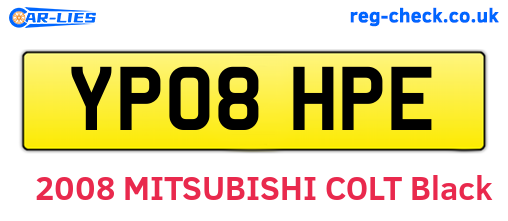 YP08HPE are the vehicle registration plates.