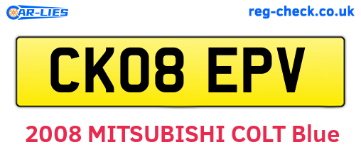 CK08EPV are the vehicle registration plates.