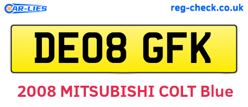 DE08GFK are the vehicle registration plates.