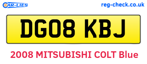 DG08KBJ are the vehicle registration plates.
