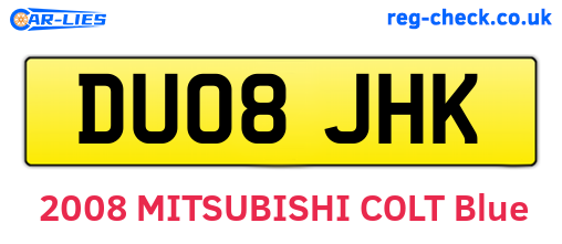 DU08JHK are the vehicle registration plates.
