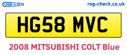 HG58MVC are the vehicle registration plates.