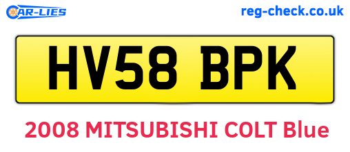 HV58BPK are the vehicle registration plates.