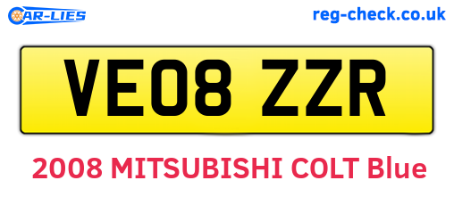 VE08ZZR are the vehicle registration plates.