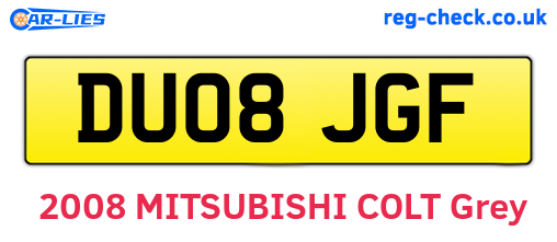 DU08JGF are the vehicle registration plates.