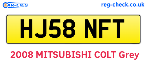 HJ58NFT are the vehicle registration plates.