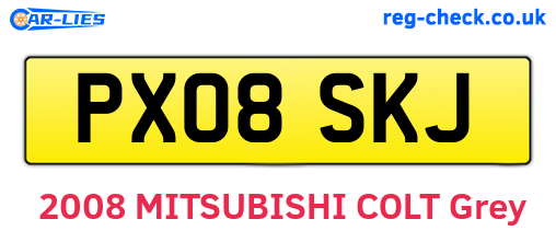 PX08SKJ are the vehicle registration plates.