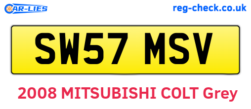 SW57MSV are the vehicle registration plates.