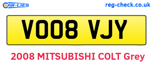 VO08VJY are the vehicle registration plates.