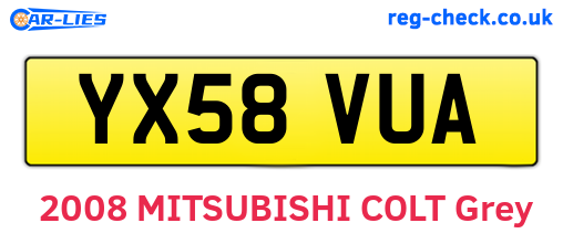 YX58VUA are the vehicle registration plates.