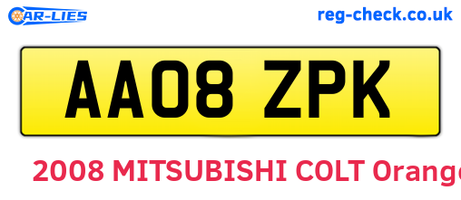 AA08ZPK are the vehicle registration plates.