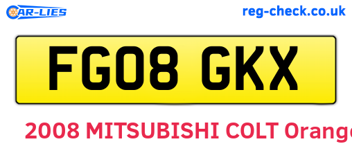 FG08GKX are the vehicle registration plates.