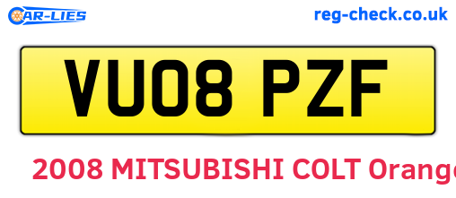 VU08PZF are the vehicle registration plates.