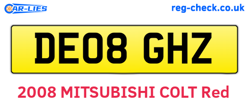 DE08GHZ are the vehicle registration plates.