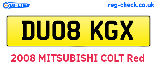 DU08KGX are the vehicle registration plates.