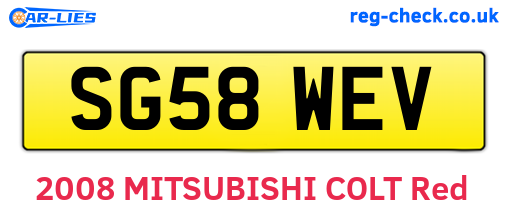 SG58WEV are the vehicle registration plates.