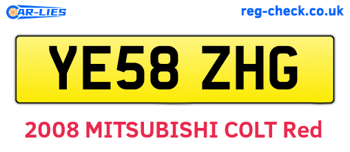 YE58ZHG are the vehicle registration plates.