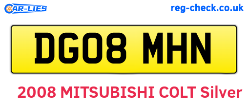 DG08MHN are the vehicle registration plates.