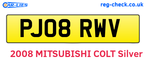 PJ08RWV are the vehicle registration plates.