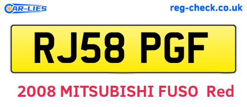RJ58PGF are the vehicle registration plates.