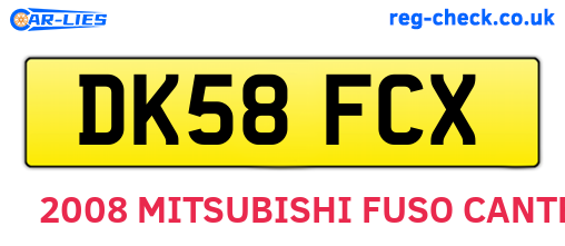 DK58FCX are the vehicle registration plates.