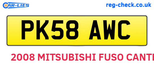 PK58AWC are the vehicle registration plates.