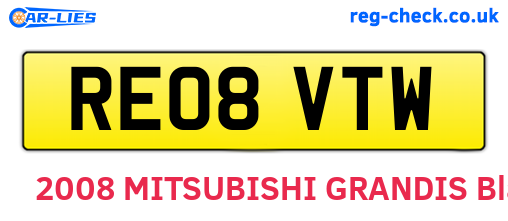 RE08VTW are the vehicle registration plates.