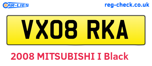 VX08RKA are the vehicle registration plates.