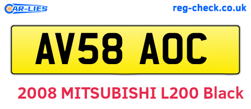 AV58AOC are the vehicle registration plates.