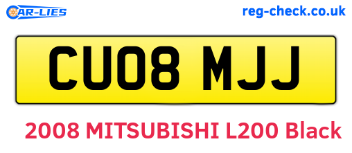 CU08MJJ are the vehicle registration plates.
