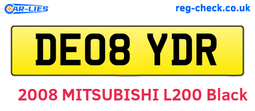 DE08YDR are the vehicle registration plates.