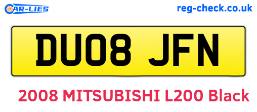 DU08JFN are the vehicle registration plates.