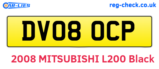 DV08OCP are the vehicle registration plates.