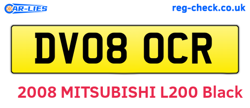 DV08OCR are the vehicle registration plates.