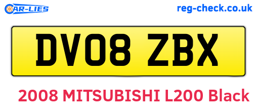 DV08ZBX are the vehicle registration plates.