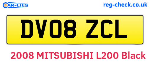 DV08ZCL are the vehicle registration plates.